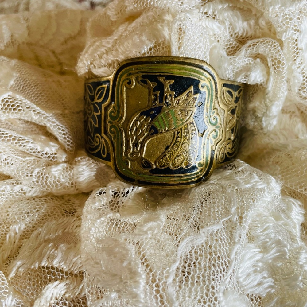 Vintage Decorative Metal Open Back Boho Cuff Bracelet 
6”-6 1/2”